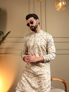 Kurta Pyjama en Soie Royale Brodé – Collection Premium pour les Fêtes et les Mariages - Product Image 4