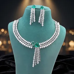 Ensemble collier et boucles d'oreilles en argent plaqué pour femmes, avec zircon taillé en forme de cœur, bijoux romantiques pour mariage, cristaux en strass, ensembles de bijoux tendance - Product Image 6