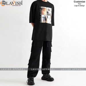 เสื้อยืดผู้ชายแขนสั้นผ้าฝ้าย 100% พิมพ์ลายดิจิตอล DTG แบบกำหนดเองได้จาก Lavish Apparel Wholesale  ลายเรียบๆ  รับสกรีนโลโก้ตามสั่ง - Product Image 2