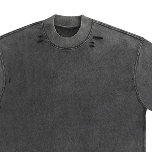 Servicio OEM: Camisetas con efecto ácido para hombre, personalizadas, negras, desgastadas, 100% algodón, ligeras, con logo personalizado, color liso. - Product Image 3