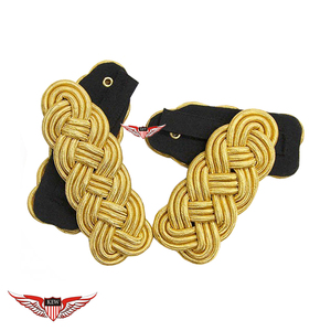 KEW Customized Bullion Wire Mylar Thread <b>Braided</b> Eco-Friendly Epaulettes Black Back Embroidered Garment <b>Accessory</b> - Product Image 1