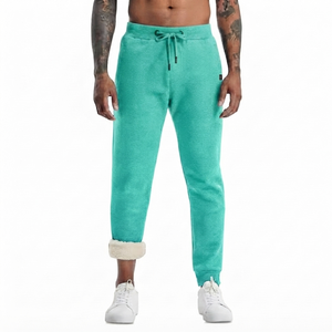DROGEN EXPORT Spring Lightweight Sweatpants Fleece Jogger Mint Green Warm <b>Linen</b>/Cotton Drawstring Lounge Trousers Pants - Product Image 1