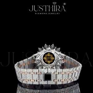 Reloj de lujo resistente al agua con esfera bicolor y diamantes, para hombre, con engaste completo de moissanita, estilo hip hop, correa de acero inoxidable. - Product Image 3