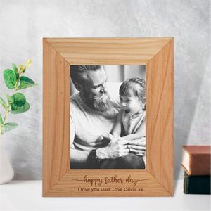 Wholesale Custom Engraved Wood Photo <b>Frame</b> 5x7 Personalized Wooden Picture <b>Frame</b> for Father's Day Gift Home Decor <b>Wall</b> Hanging - Product Image 1