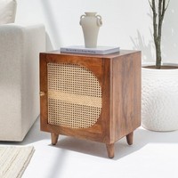 Table de chevet moderne minimaliste en bois de manguier massif Vandana Orion Falcon, portable, écologique, pour la maison, le bureau, le salon