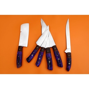 Ensemble de couteaux de chef professionnels en acier D2, 06 pièces, fabriqués à la main par Ahmad Fabric, manche en résine, étui en cuir, design moderne, personnalisable - Product Image 4