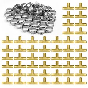 Raccordi per Aria Compressa in Ottone da 1/2 Pollice per Impieghi Gravosi, 50 Pezzi, Morsetti per Tubi, Connettori a T per Tubazioni, Raccordi per Impianti Idraulici - Product Image 1