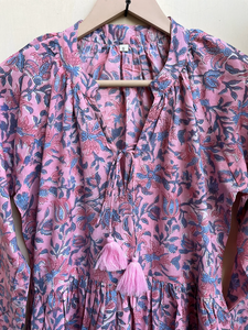 ชุดเดรสยาวผ้าฝ้ายอินเดียลำลองสำหรับผู้หญิงเดรสแม็กซี่ปักลายดอกไม้แขนยาว - Product Image 3