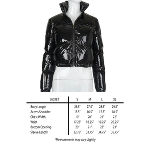 Chaqueta Acolchada Negra de PU con Cuello Alto y Cierre de Cremallera, Ropa Casual de Invierno Unisex, Corta, Impermeable, con Relleno Grueso de Poliéster - Product Image 6