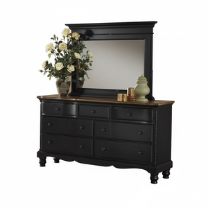 Elegante tocador de dormitorio con espejo enmarcado y almacenamiento |   Tocador de dormitorio con cajones de almacenamiento - Product Image 1