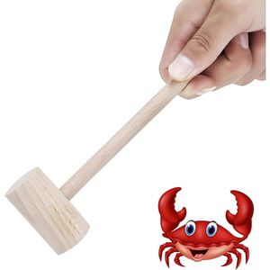 Juego de 12 piezas de herramientas para mariscos de madera de haya natural con martillos - Product Image 3