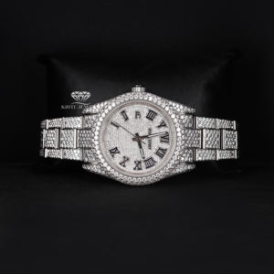 Reloj de Lujo con Esfera Romana Completamente Cubierta de Diamantes Moissanite, Blanco, de Alta Calidad, Estilo Hip Hop, Brillante, de Acero Inoxidable para Hombre - Product Image 4