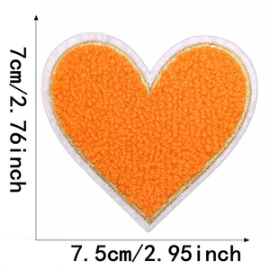 Custom Heart Shape Nonwoven Felt Embroidered Patch Iron On Sew On Glitter Applique for Clothing Hat Bag Jacket Decoration - Product Image 5