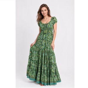 Boho Floral Printed Silk Maxi <b>Dress</b> for Women Comfortable Summer <b>Dress</b> for Beachwear & Party Breathable & Lightweight Maxi <b>Dress</b> - Product Image 1