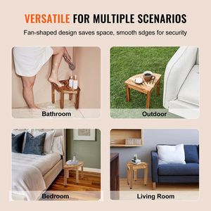 Banc de douche d'angle 100 % bois de teck, hauteur 12,4 po, rayon 11,5 po, capacité 300 lb, étagère de rangement, mobilier de salle de bain pour la maison ou la plage - Product Image 6