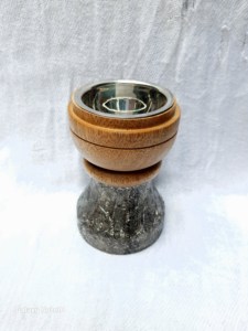 Brûleur d'encens religieux artisanal en bois de manguier écologique bleu avec motif floral doré, style chinois aromatique, utilisation toute saison - Product Image 2