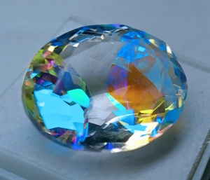 พลอยโทแพซสีรุ้งธรรมชาติทรงรีหลากสี สำหรับทำจี้สร้อยคอ ขายส่ง - Product Image 3