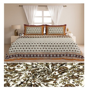 Juego de Sábanas de Lujo Manthan, Estampado a Mano con Motivos Florales Simples, Resistentes a la Decoloración, 100% Algodón, 300 Hilos, 1.8m, para Todas las Temporadas - Product Image 1