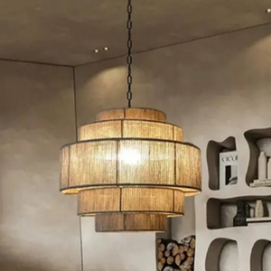 Irregular Flush Mount Ceiling <b>Light</b> Hallway Beige <b>Rope</b> Woven <b>Light</b> Fixture - Product Image 4