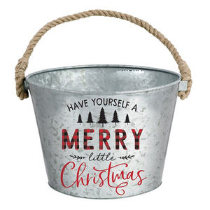 Seau de Noël galvanisé vierge pour sublimation à prix abordable – Décoration festive d'intérieur pour les célébrations de Noël à la maison - Product Image 5