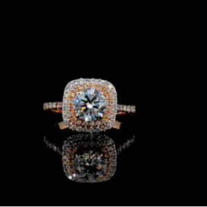 Bague de fiançailles halo avec diamant de laboratoire 1 CTW |   Or massif 14 carats |   Certifié IGI - Product Image 1