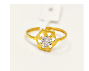 Anillo de Oro Sólido de 22K con Circonita Cúbica para Mujer, Anillo de Compromiso Solitario de Oro Amarillo Real Hecho a Mano, Joyería Fina para Boda - Product Image 1