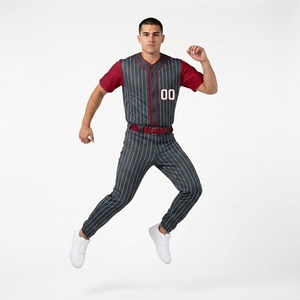 Uniforme de baseball unisexe à rayures 3D, 100% polyester, manches courtes, pantalon à boutons, séchage rapide, respirant, toutes saisons - Product Image 4