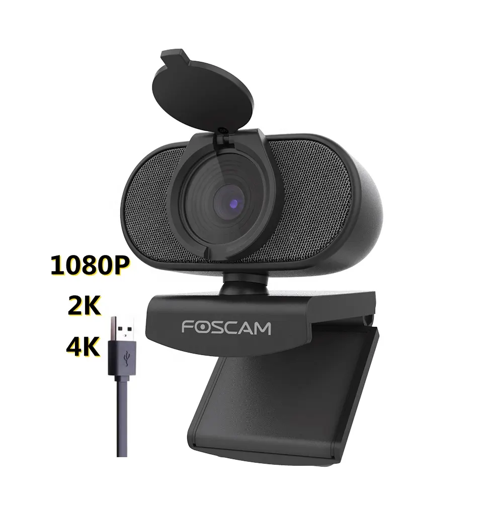 Webcam HD 4K 3840X2160 dengan Mikrofon Ganda USB, Webcam Gaming Streaming Obrolan Online 8MP Berkendara Gratis Mikrofon Ganda dengan Pengurang Kebisingan