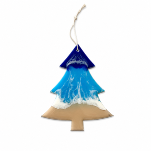 Ornement suspendu en résine fait main pour sapin de Noël, motif vague de plage bleue, décoration artisanale DIY pour décorations de fêtes, vente en gros - Product Image 2