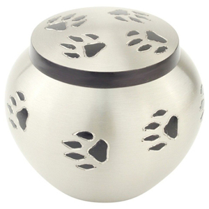 Urna Funeraria Premium de Latón para Cenizas de Perros y Gatos, Urna Conmemorativa Roja con Diseño de Huella Dorada, Tapa Segura, Recuerdo Metálico - Product Image 6