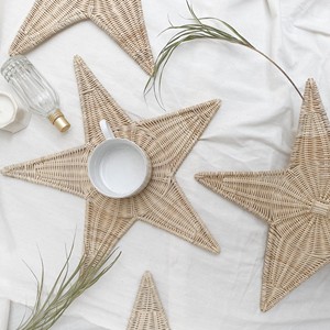 <b>Christmas</b> placemat set hand-weaving star rattan placemats dinner party accessory <b>gift</b> for holiday - Product Image 2