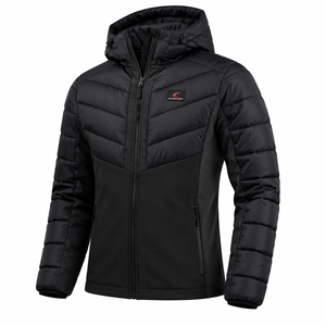 Veste matelassée à capuche amovible pour homme, hiver, streetwear décontracté, imperméable, respirante, coupe-vent, tissu PU, polyester, fermeture éclair - Product Image 1