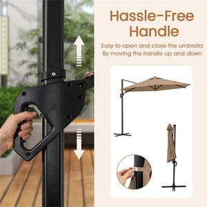 Ombrellone da Patio a Doppio Strato Ventilato con Raggio di 3m, Marrone 9x8.2FT, Palo in Acciaio Inossidabile, Materiale PE per Giardino e Piscina - Product Image 4