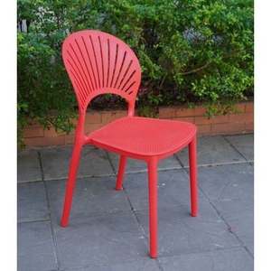 Silla Moderna Ecológica de Plástico Moldeado Rojo Impermeable con Respaldo Ventilado para Jardín, Fiestas y Superficies de Alfombra - Product Image 2