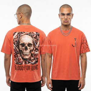 เสื้อยืดลายกราฟิก Orange Blood For Bone Skull Hook ผ้าฝ้าย ผู้ผลิตเสื้อยืดขายส่ง รับผลิตเสื้อผ้าแบรนด์ตามสั่ง ผู้จัดจำหน่ายเสื้อผ้า - Product Image 1
