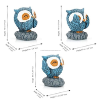 AG Elements - Juego de Adornos de Búho de Poliresina, Escultura Decorativa Hecha a Mano para Mesa, Adorno de Animales de Lujo para Sala de Estar
