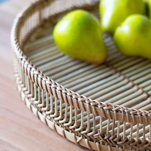 Set di 3 Vassoi Decorativi in Bambù Intrecciato per Organizzazione Cucina e Articoli per la Casa - Product Image 2