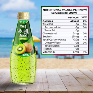 Bebida de semilla de albahaca Sabor kiwi 290ml Muestra gratis Fabricante OEM ODM Etiqueta privada Venta al por mayor ISO - Product Image 4