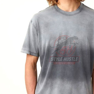 T-shirts Streetwear effet délavé, T-shirts respirants effet délavé, T-shirts personnalisés avec logo effet délavé - Product Image 3