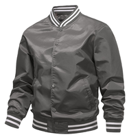 Blouson universitaire d'hiver pour homme, style Letterman, coupe bomber, avec col montant boutonné, manches contrastantes, pour tenue décontractée et extérieure