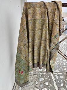 Cotton Kantha Handmade <b>Quilt</b> with Traditional Block Print Design, Hand Stitched <b>Quilt</b> Block Print <b>Bedspread</b> - Product Image 3