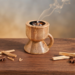 Brûleur d'encens en bois en forme de tasse charmant, finition naturelle lisse, haute qualité, parfait pour ajouter une touche cosy à n'importe quel espace - Product Image 5