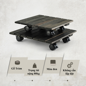 High Quality Vintage Style Acacia Wood Trolley Planters Lockable <b>Wheels</b> Customizable Home Decoration Indoor Use Wholesale Option - Product Image 4