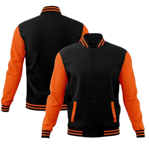 Men's Canvas Varsity <b>Jacket</b> Casual Letterman Baseball Bomber Coat Lightweight Custom OEM ODM Wholesale Front - Product Image 5