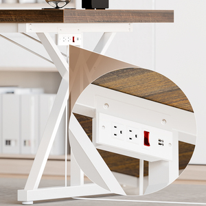 <strong>Rustic</strong> Wood Computer <strong>Desk</strong> with Power Outlets Sturdy X Shaped Metal Frame Large <strong>Office</strong> <strong>Desk</strong> for Home <strong>Office</strong> Gaming - Product Image 4