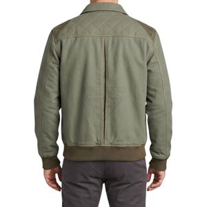 Olive Green Spread Collar 100% Polyester Bomber <b>Jacket</b> <b>Zip</b> <b>Up</b> Front Patch Pockets Casual Utility Winter <b>Jacket</b> - Product Image 2