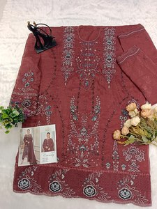 Ensemble Anarkali brodé marron pour femme avec dupatta, tenue traditionnelle indienne et pakistanaise longue jusqu'au sol, coupe classique, toutes saisons - Product Image 2