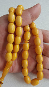 Résine d'ambre jaune de qualité supérieure Tasbih ovale Misbaha Subha Tespih Sibha islamique Dhikr perles de prière pour les musulmans et chapelet de méditation - Product Image 5