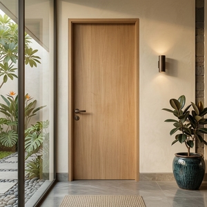 Puerta Interior de Madera con Acabado HPL con Vetas de Madera, Diseño Moderno y Minimalista para Dormitorio - Product Image 5