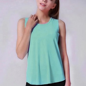 Camiseta sin Mangas de Punto para Mujer, Cuello Redondo, Color Sólido, Transpirable, Estilo Casual, Largo Regular, 100% Poliéster - Product Image 1